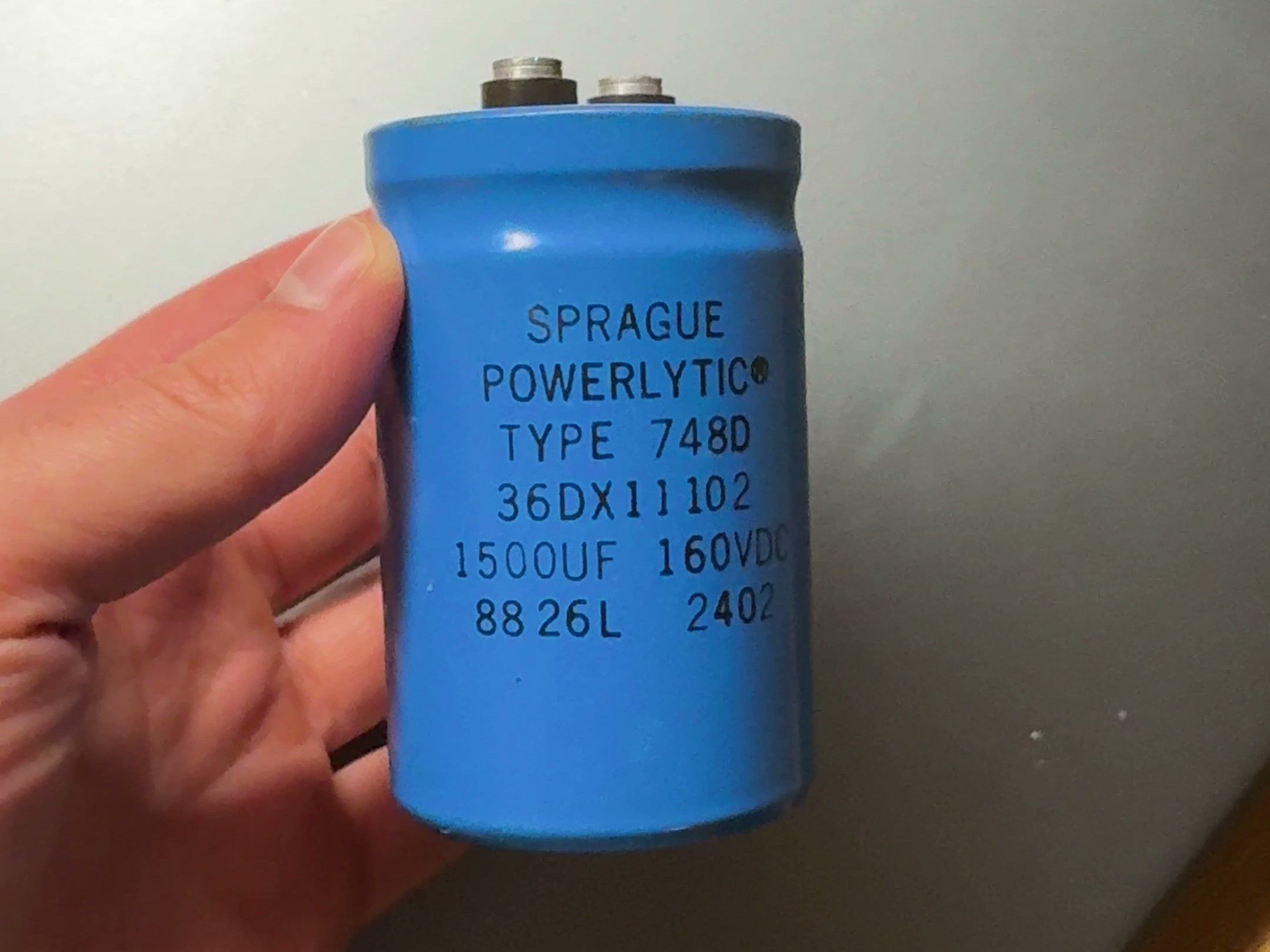 160 VDC electrolytic capacitor from the charger bank
